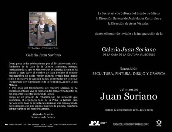 Atmósferas de Juan Soriano. Homenaje Nacional, 7 de noviembre. 